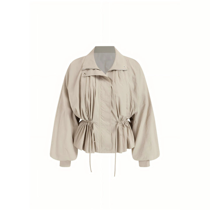 Ladies Tailored Transition Jacket with Drawstring, Stand-up Collar and Balloon Sleeves Drune
