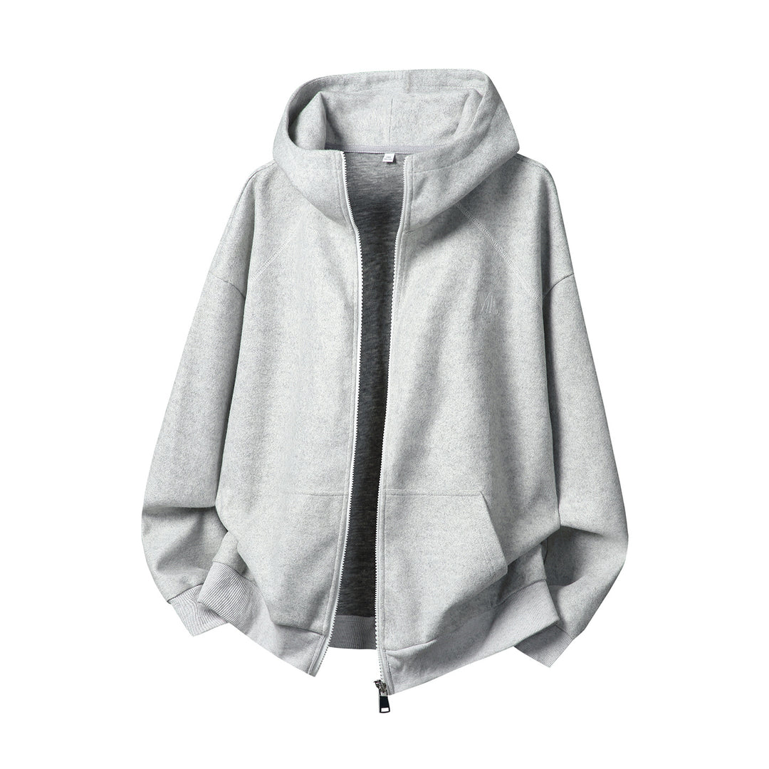 Unisex Oversize Hooded Jacket with Full Zip and Minimal Chest Embroidery Mune Fashion