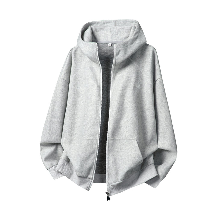 Unisex Oversize Hooded Jacket with Full Zip and Minimal Chest Embroidery Mune Fashion