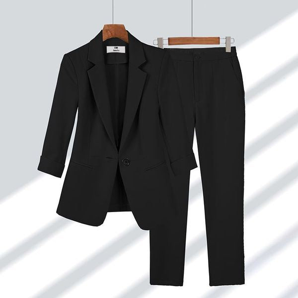 Women's Two-Piece Business Suit Set with Tailored Blazer and Slim Pants Mune Fashion