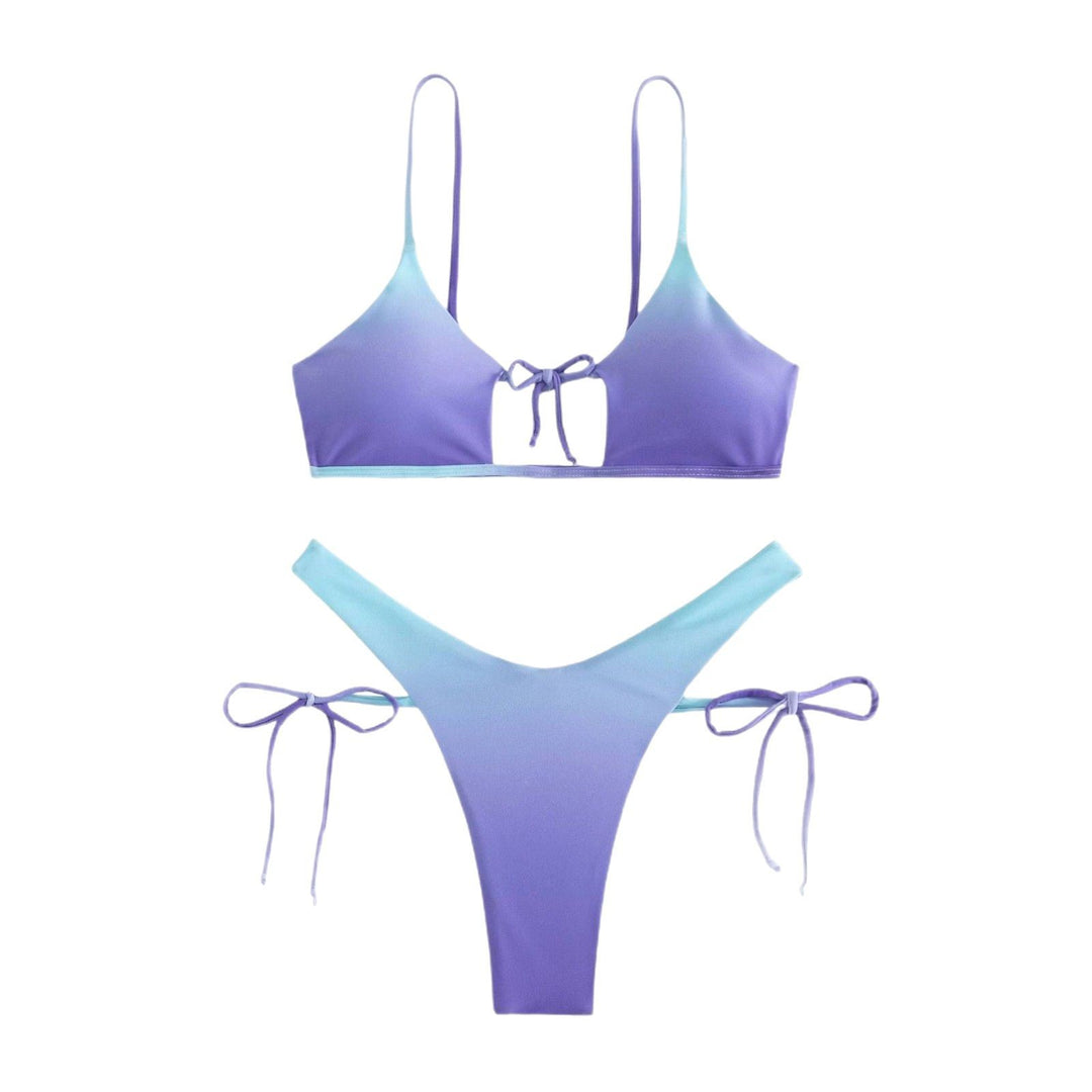 Women Triangle Bikini with Braided Straps and Adjustable Cut Mune Fashion