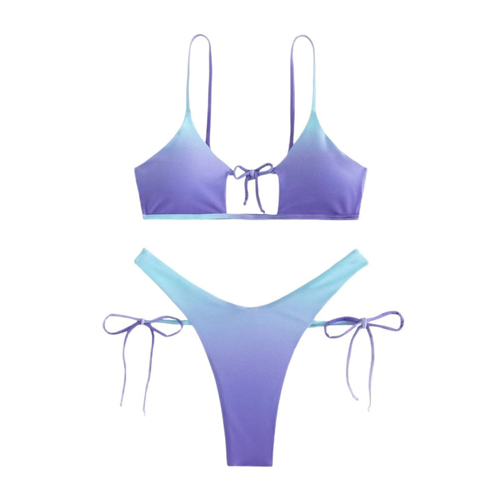 Women Triangle Bikini with Braided Straps and Adjustable Cut Mune Fashion
