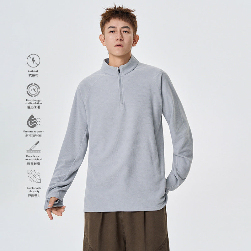 Herren Atmungsaktives Thermo‑Waffelshirt mit Halbzip und Raglanärmeln Mune Fashion