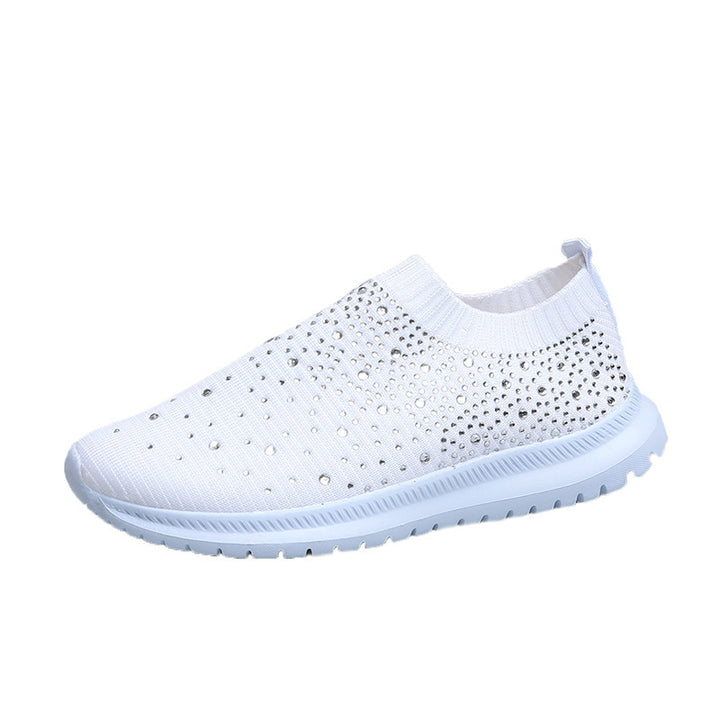 Women’s knitted slipper sneaker with rhinestone embellishment and flexible comfort sole Mune Fashion