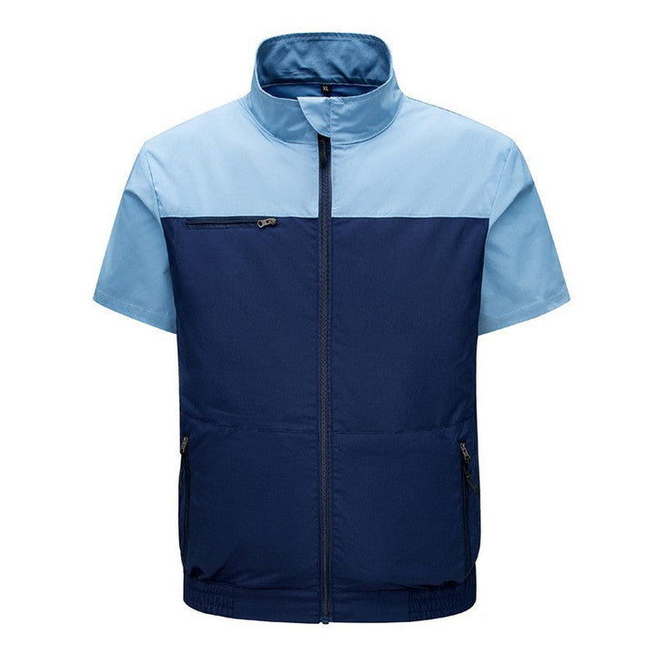 Men's lightweight short sleeve vest with stand-up collar, water-repellent nylon blend and zippered pockets Mune Fashion