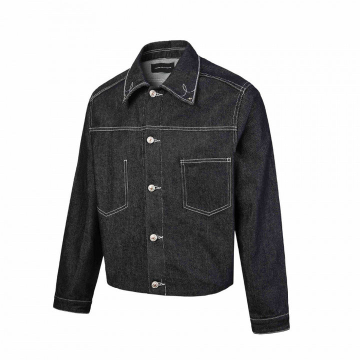 Men's boxy denim jacket with contrasting quilted seams and patch chest pockets Mune Fashion