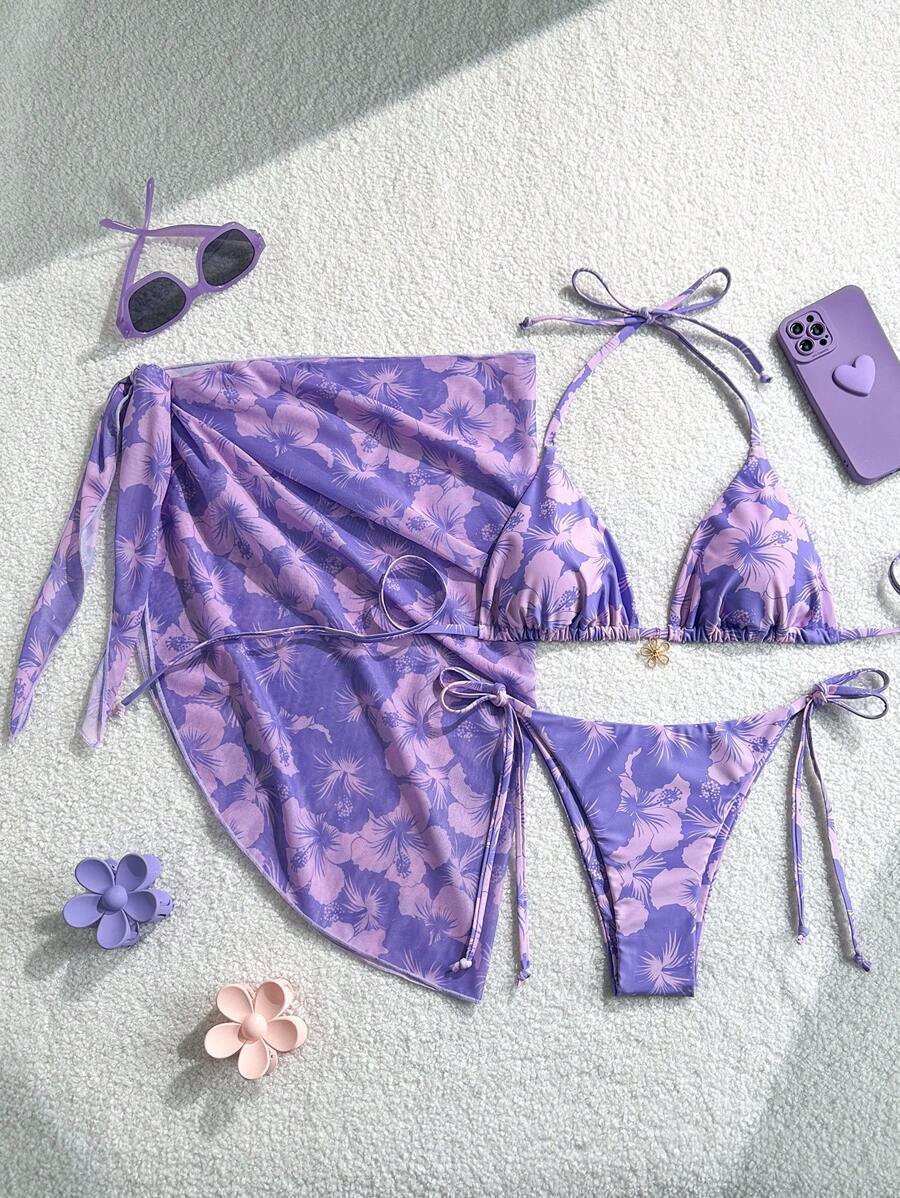 Women Triangle Bikini Set with adjustable straps and wrap Mune Fashion