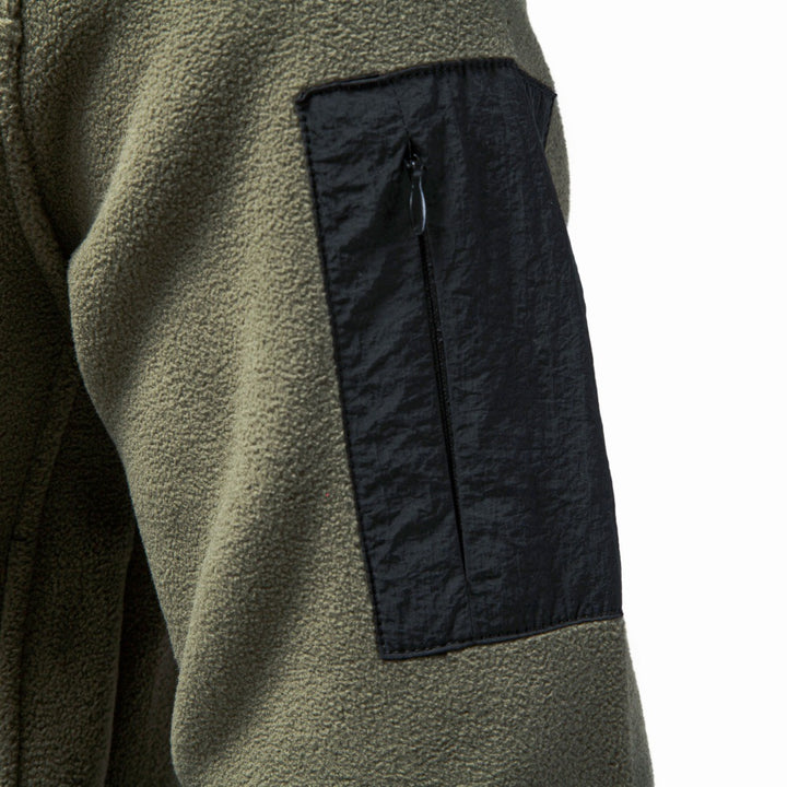 Men's fleece pullover with stand-up collar, snap button placket, and arm pocket Mune Fashion