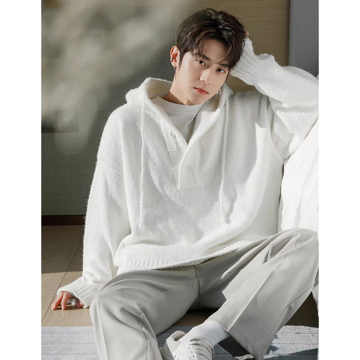 Men's fashionable chunky knit sweater with hood Mune Fashion
