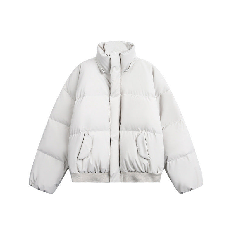 Women short quilted bomber jacket with hood and faux fur trim Mune Fashion