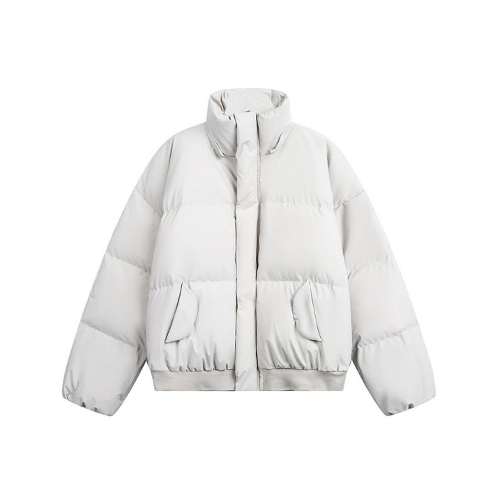 Women short quilted bomber jacket with hood and faux fur trim Mune Fashion