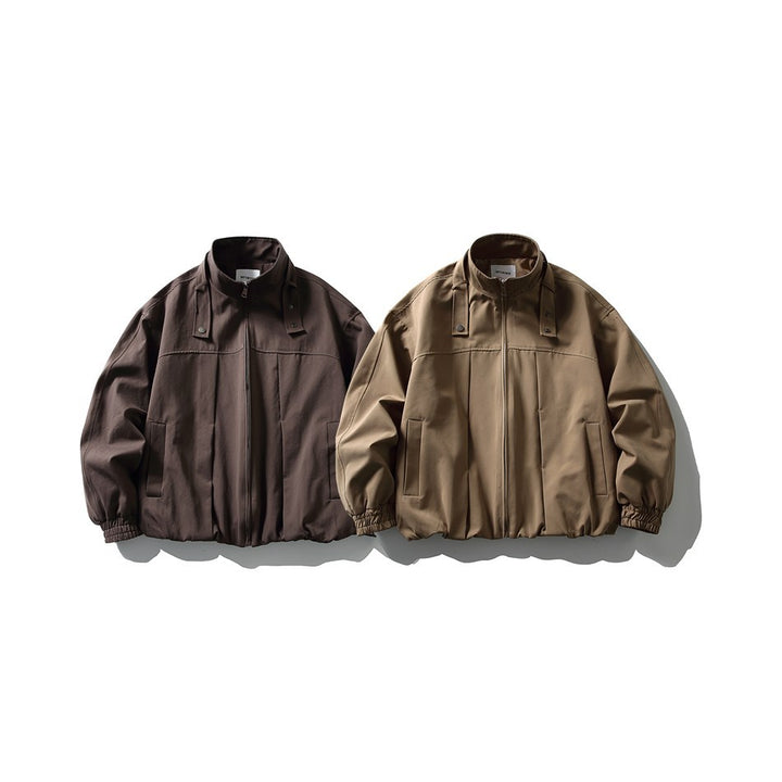 Men's Boxy Blouson Jacket in Overshirt Style with Stand Collar and Strap Detail Mune Fashion