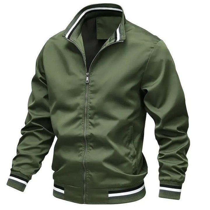Men's lightweight bomber jacket with stand-up collar and contrast stripes Mune Fashion