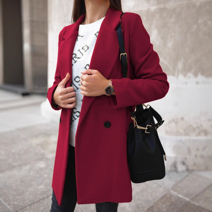 Women's elegant tailored wool blend coat with notch collar and concealed button placket Mune Fashion