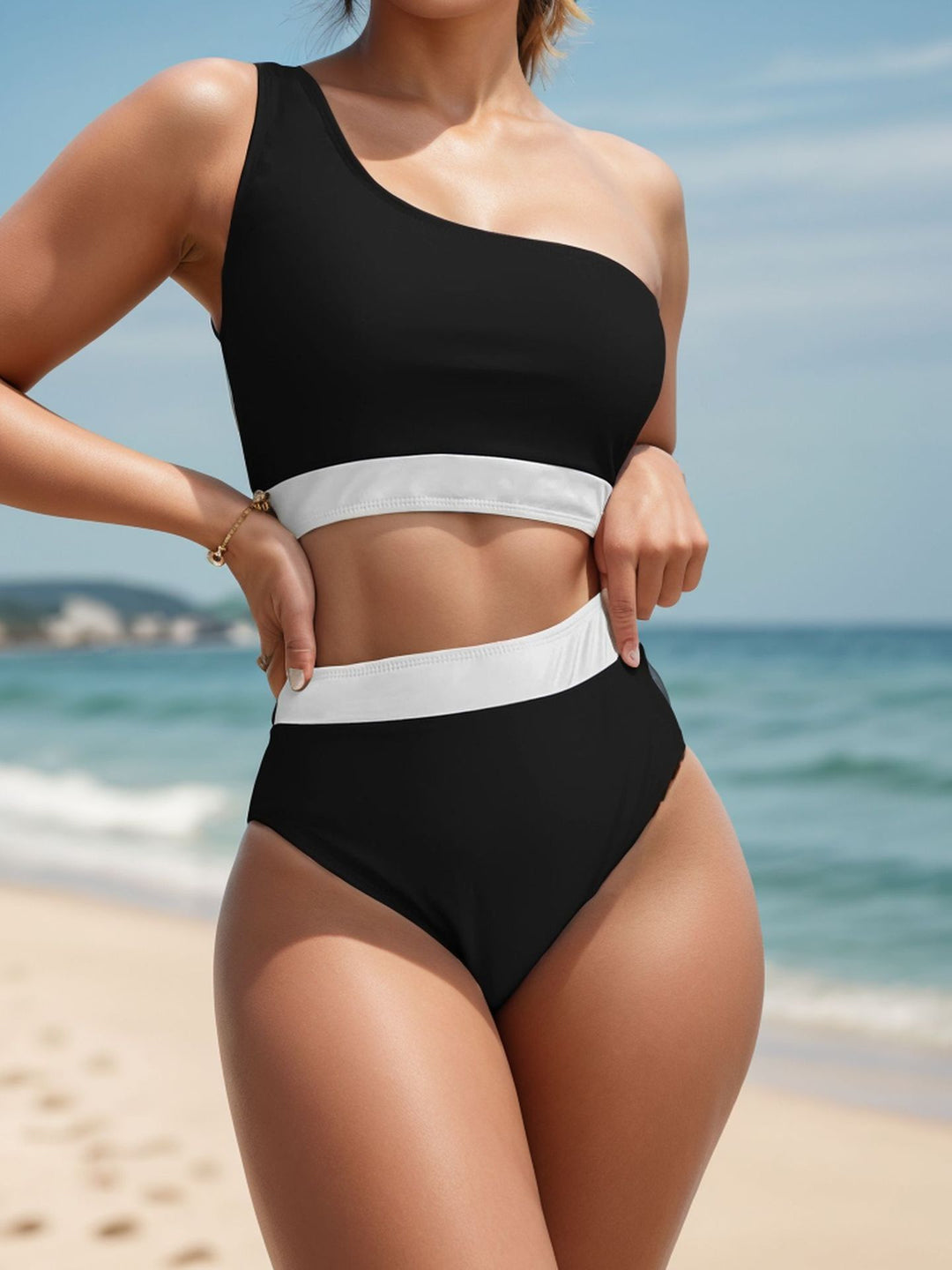 Women's One-Sided Bikini with High Waist Mune Fashion