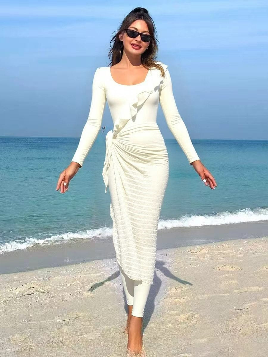 Ladies Elegant Summer Dress with Wrap Look Mune Fashion