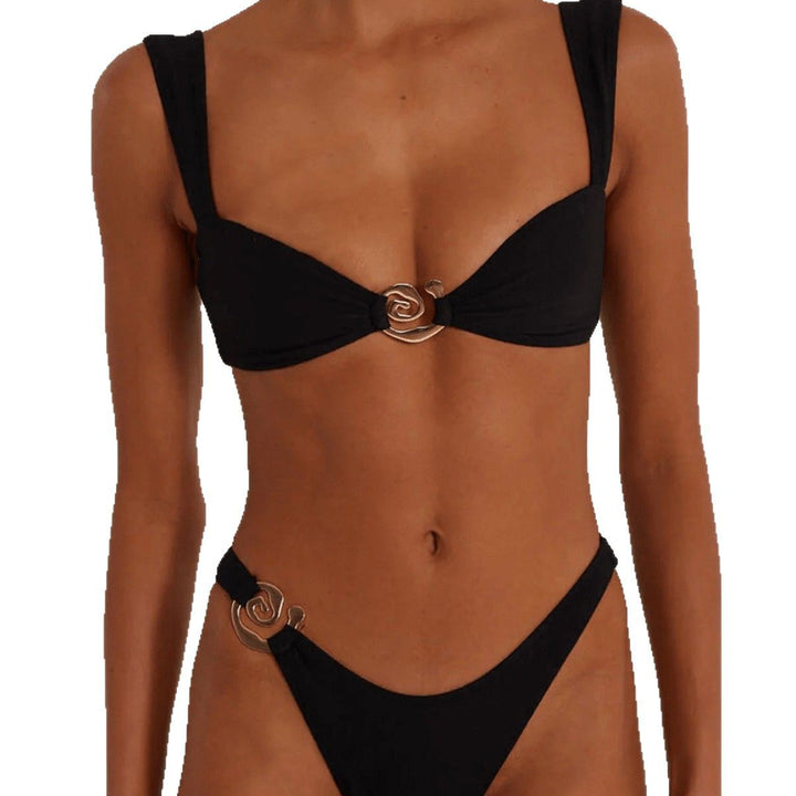 Women's elegantly cut bikini set with decorative metal elements Mune Fashion