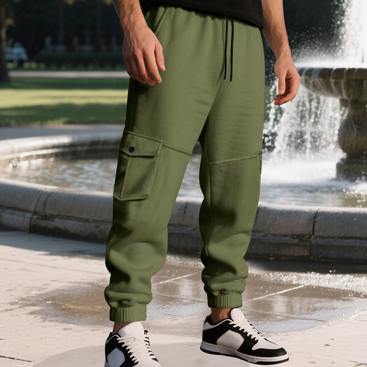Men's Functional Cargo Jogging Pants with Drawstring, Safety Flap Pockets, and Elastic Ankle Cuffs Mune Fashion