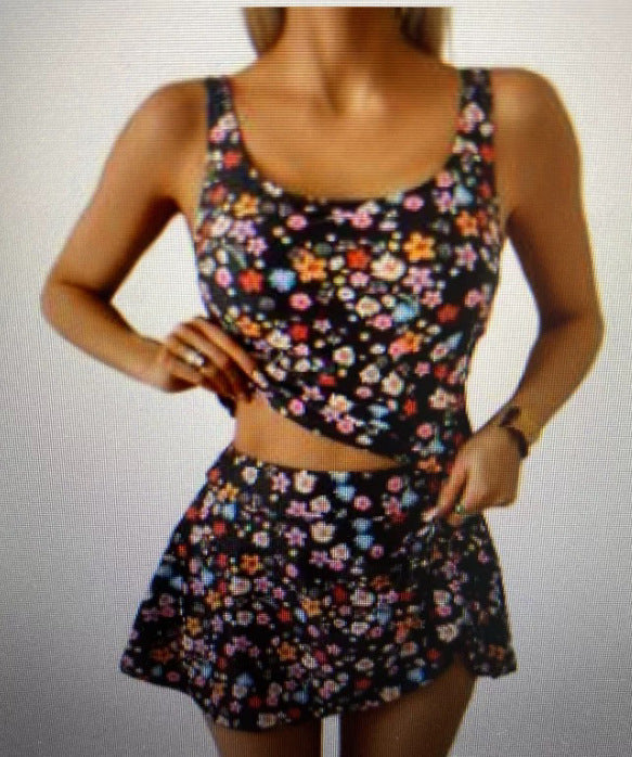 Women's Sporty Tankini Set with Flattering Skirt Mune Fashion