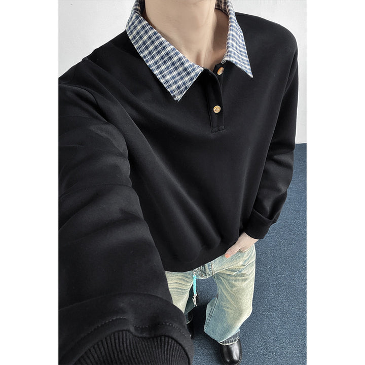 Men's Sporty Sweatshirt with Stylish Collar Mune Fashion