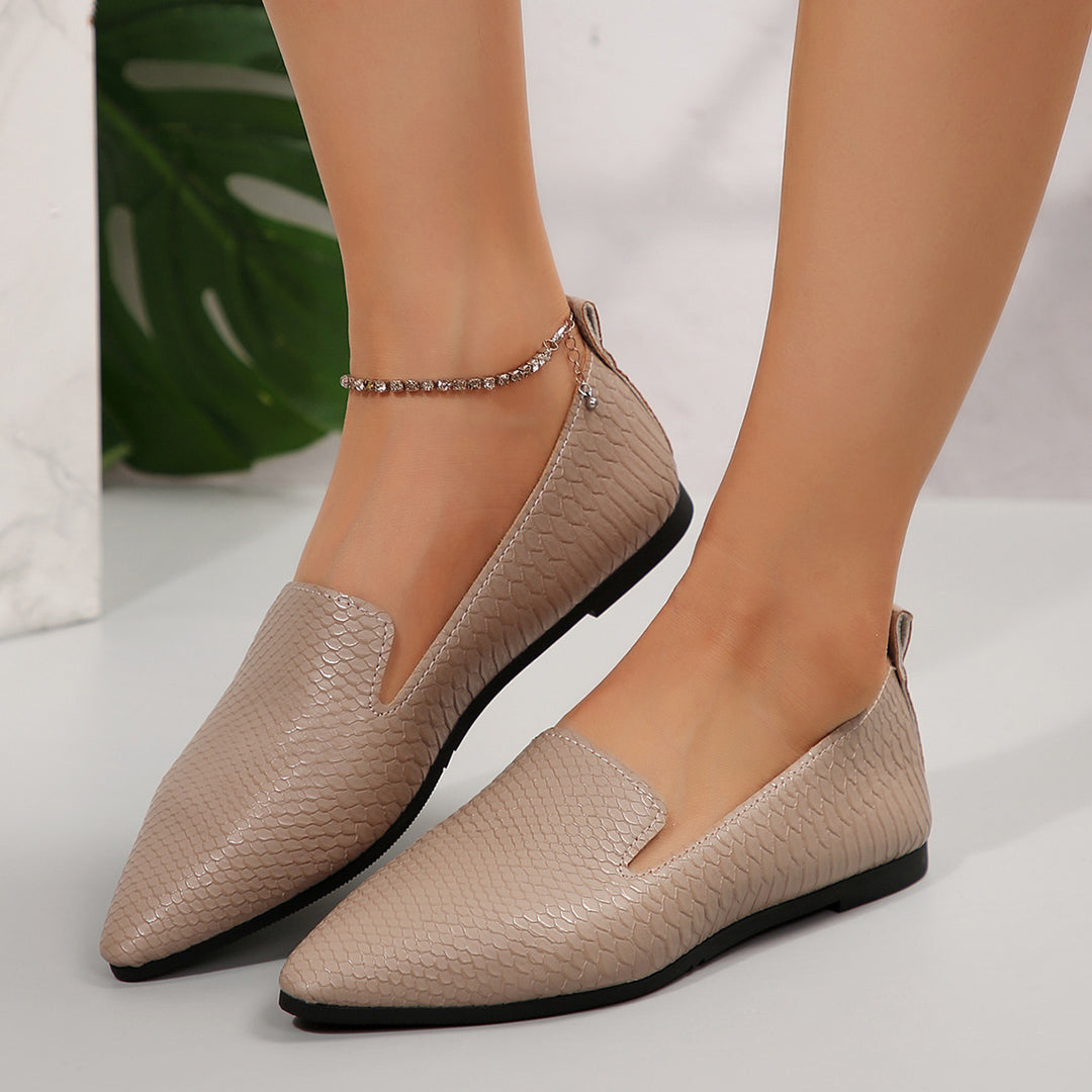 Ladies nan flexible wedge loafers with croco embossing and pointed toe Mune Fashion