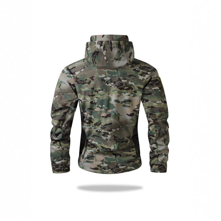 Men's Tactical Softshell Jacket with Hood, Camouflage Print and Multifunctional Pockets Mune Fashion