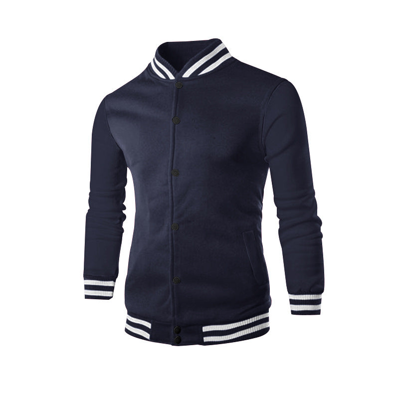 Men's slim college jacket in college style with snap button placket and contrasting ribbed cuffs Mune Fashion