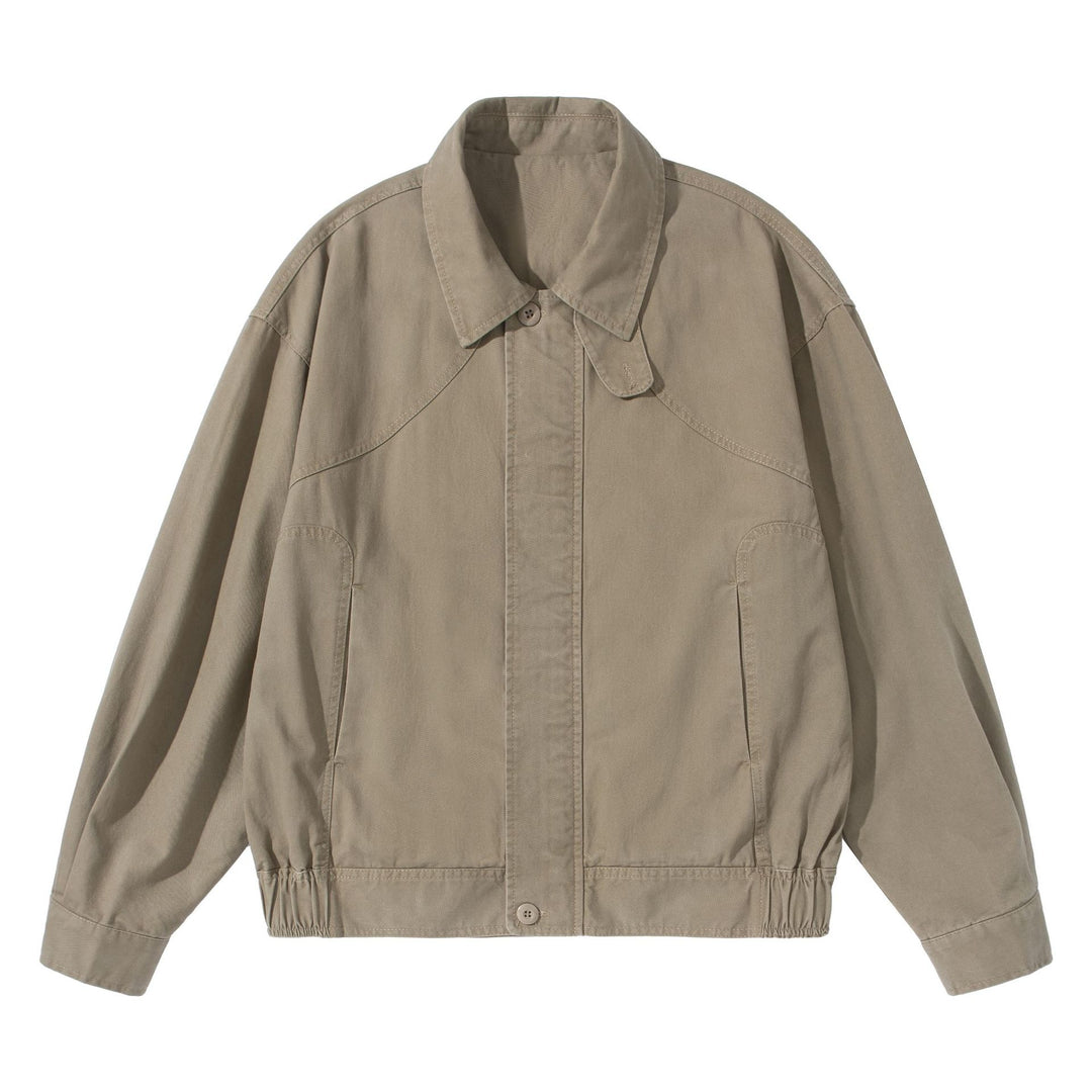 Unisex Short-Cut Utility Blouson with Shirt Collar and Elastic Hem Mune Fashion