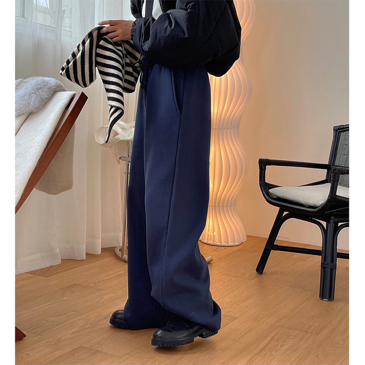 Women's Extra Wide Palazzo Sweatpants Made of Cotton Fleece with Drawstring and Side Pockets Mune Fashion
