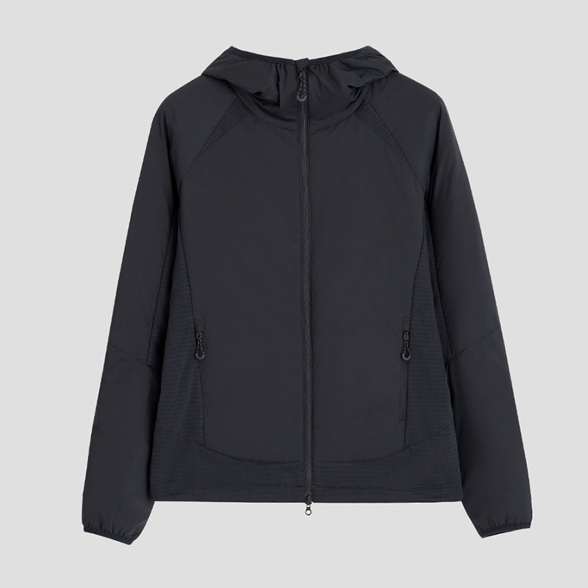 Women's Lightweight Wind and Thermal Jacket with Hood, Quilted Lining and Two-Way Zipper Mune Fashion
