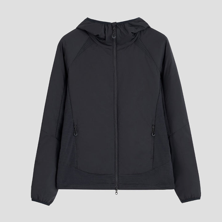 Women's Lightweight Wind and Thermal Jacket with Hood, Quilted Lining and Two-Way Zipper Mune Fashion