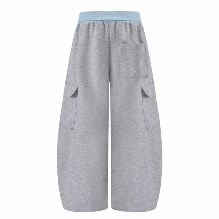 Women's Extra Wide Cargo Palazzo Sweatpants with High Comfort Waistband and Adjustable Hem