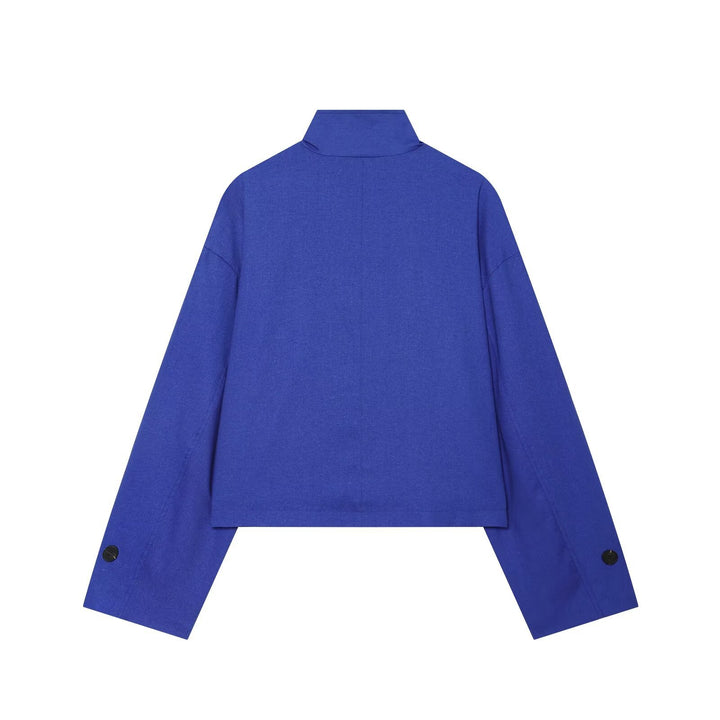 Women's short jacket with stand-up collar, shoulder straps and button closure Mune Fashion