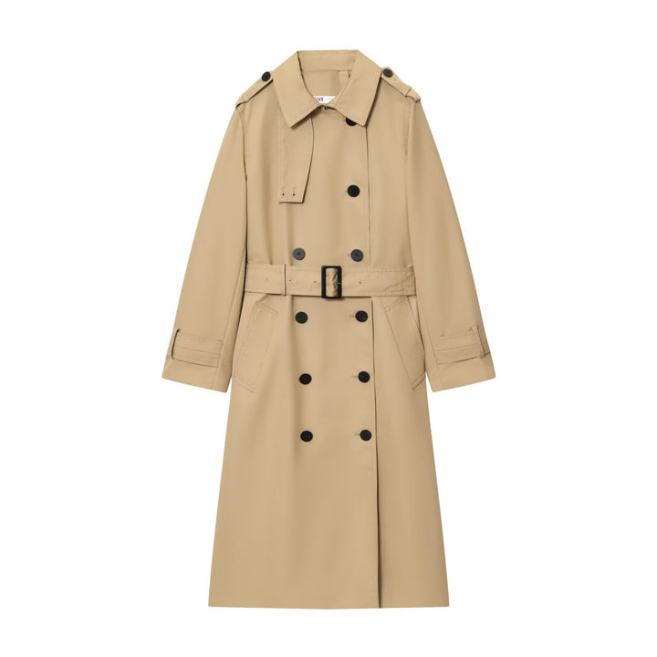 Women 50+ classic trench coat with double-breasted, waist belt and shoulder tab Mune Fashion
