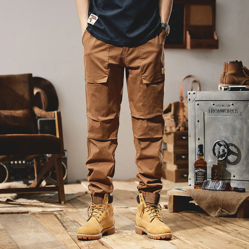 Men's Robust Canvas Field Joggers with Knee Inserts, Patch Utility Pockets, and Elastic Ankle Hem Mune Fashion
