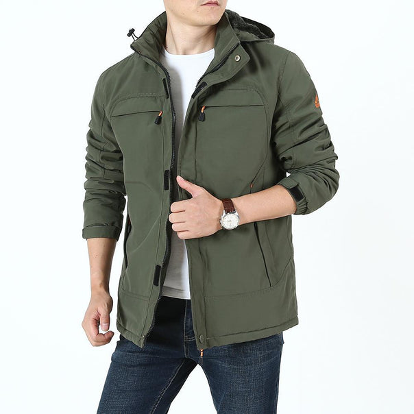 Men's Lightweight Softshell Parka with Fleece-Lined Hood and Multifunctional Pockets Mune Fashion