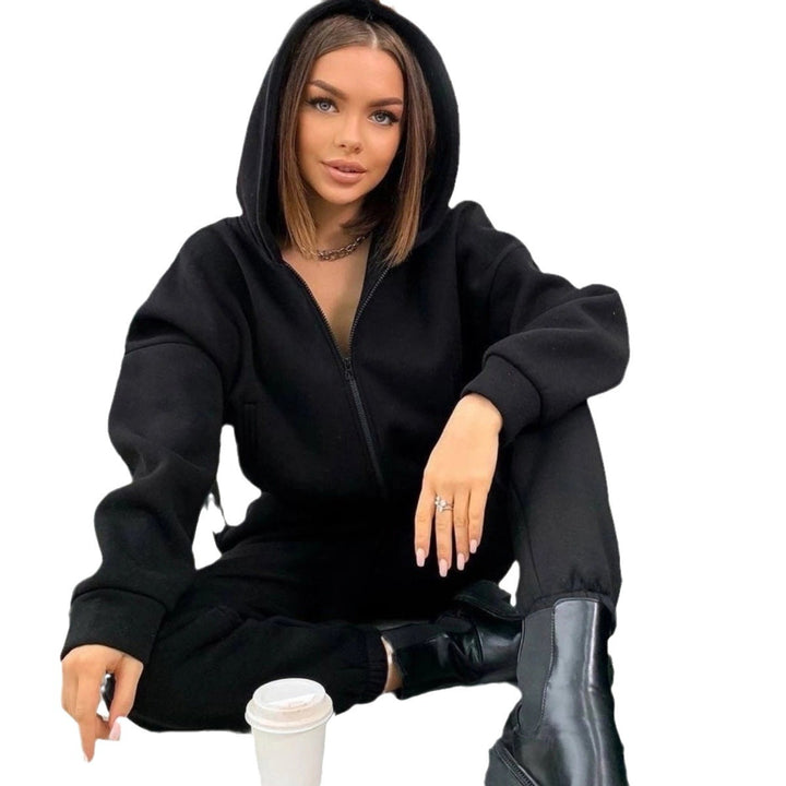 Women's soft zip-up hoodie and tailored comfort jogging pants set with inner fleece Mune Fashion