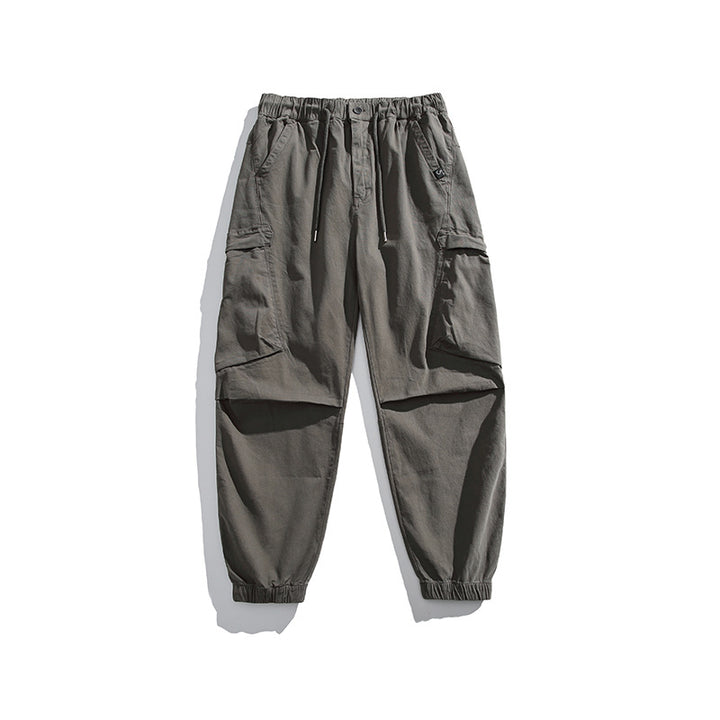 Men's Loose-Fit Utility Cargo Pants with Drawstring Waist, Knee Panels and Large Flap Pockets Mune Fashion