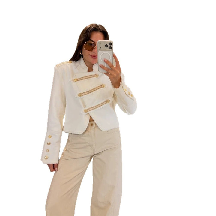 Women's short jacket in military look with decorative cord detailing and tailored fit Mune Fashion