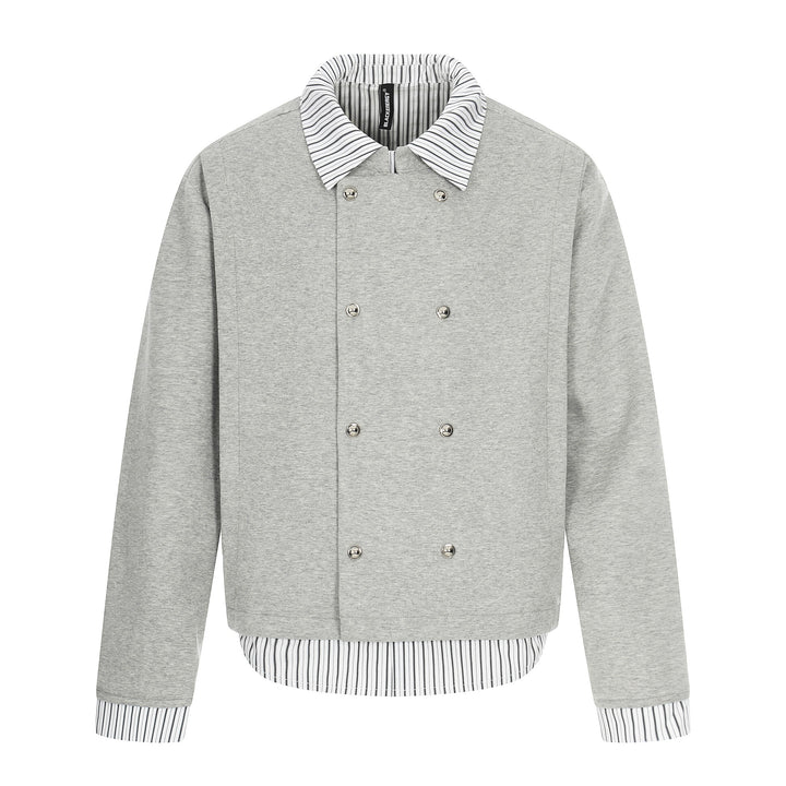 Men's short jacket with double-breasted button placket and shirt collar look Mune Fashion