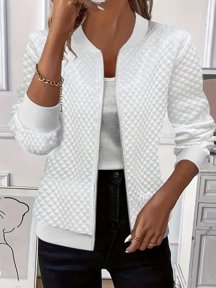 Ladies quilted bomber jacket with zipper and ribbed cuffs Mune Fashion
