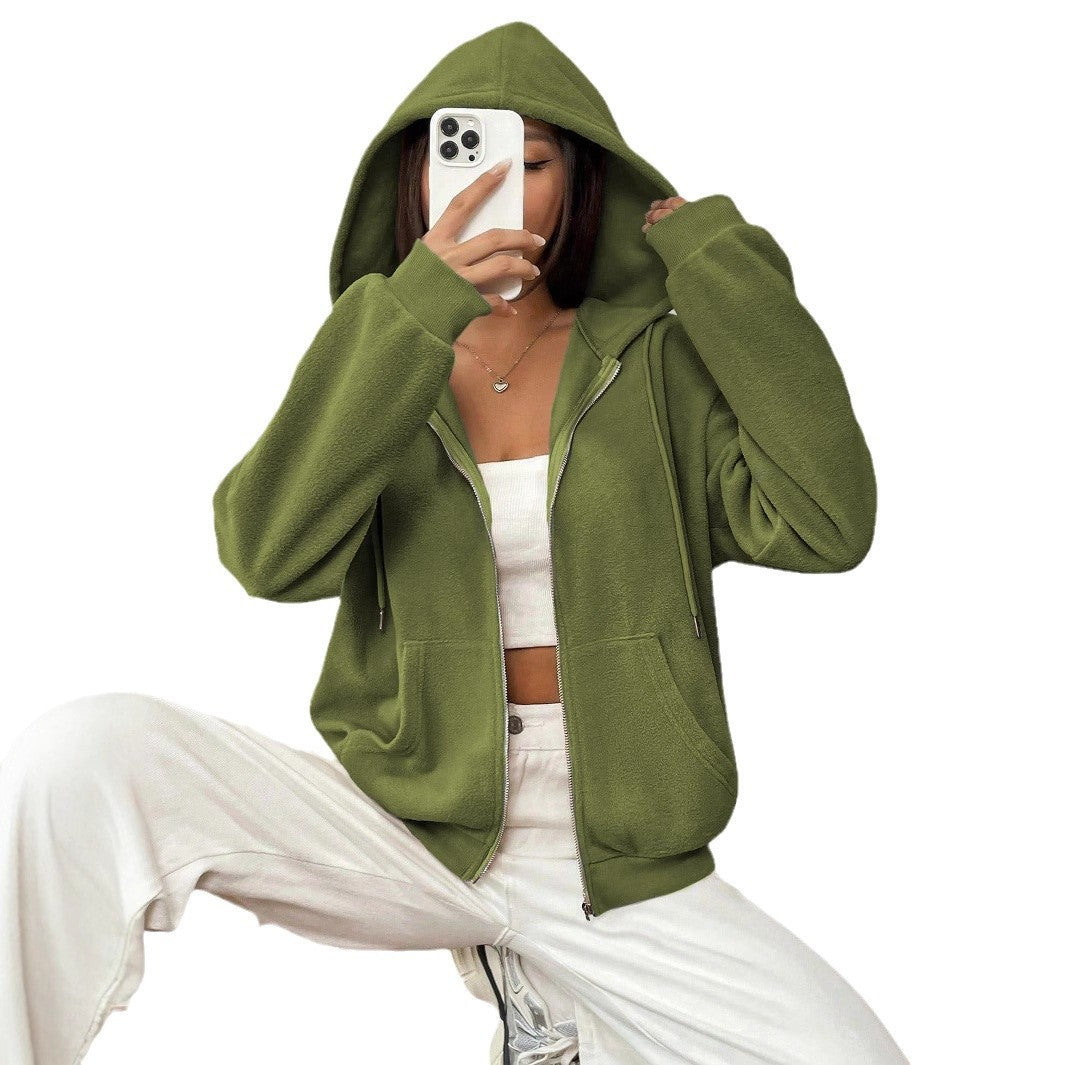 Women's Fleece Jacket with Hood and Practical Pockets Mune