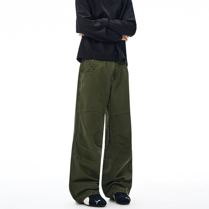 Men's Wide Panel Baggy Trousers made of Cotton Twill with Knee Inserts Mune Fashion