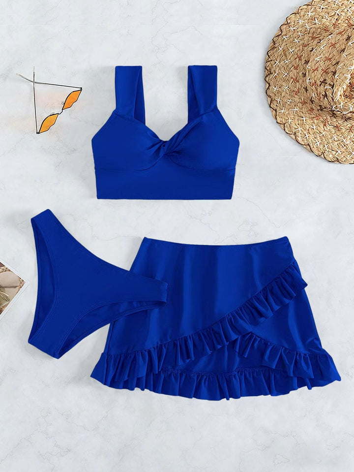 Women's leisure bikini set with wrap skirt and supportive straps Mune Fashion