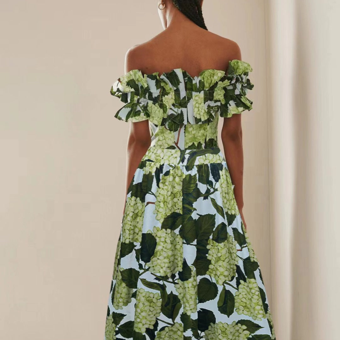 Ladies' one-piece swimsuit with voluminous ruffle details and floral design Mune Fashion