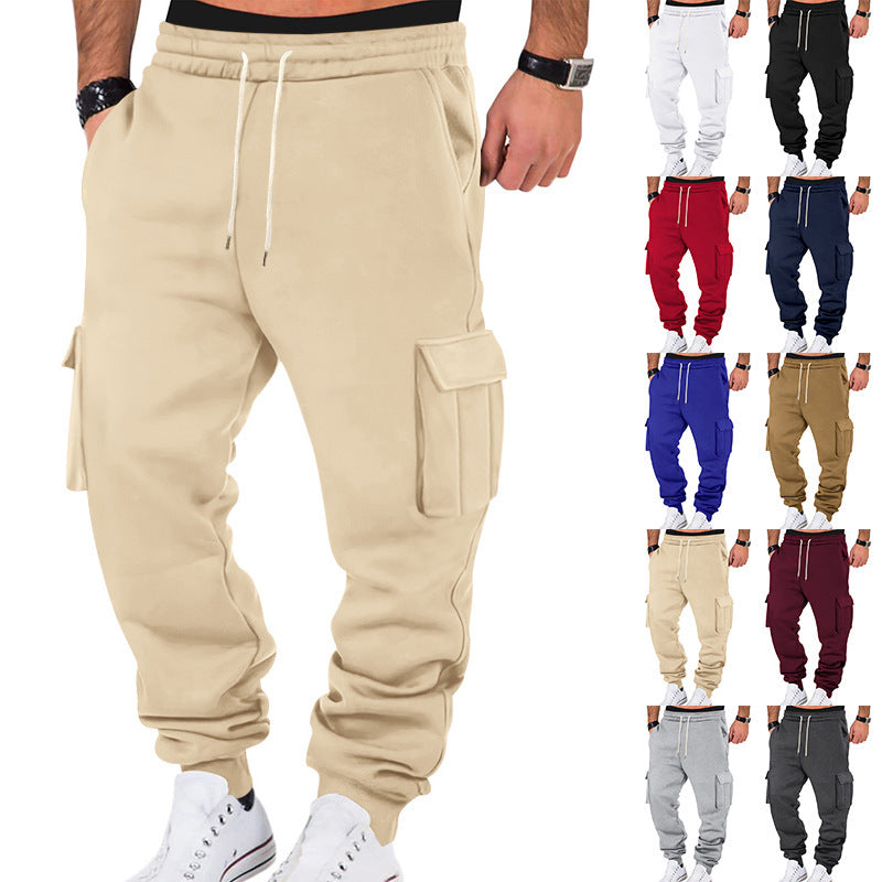 Men's nano cargo jogging pants with multiple patch flap pockets, elastic drawstring waist, and narrow cuff Mune Fashion