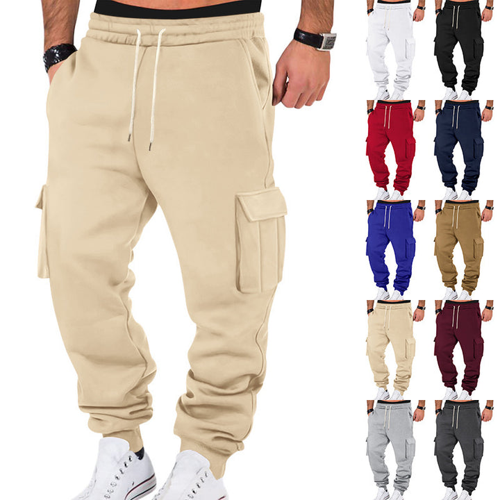 Men's nano cargo jogging pants with multiple patch flap pockets, elastic drawstring waist, and narrow cuff Mune Fashion