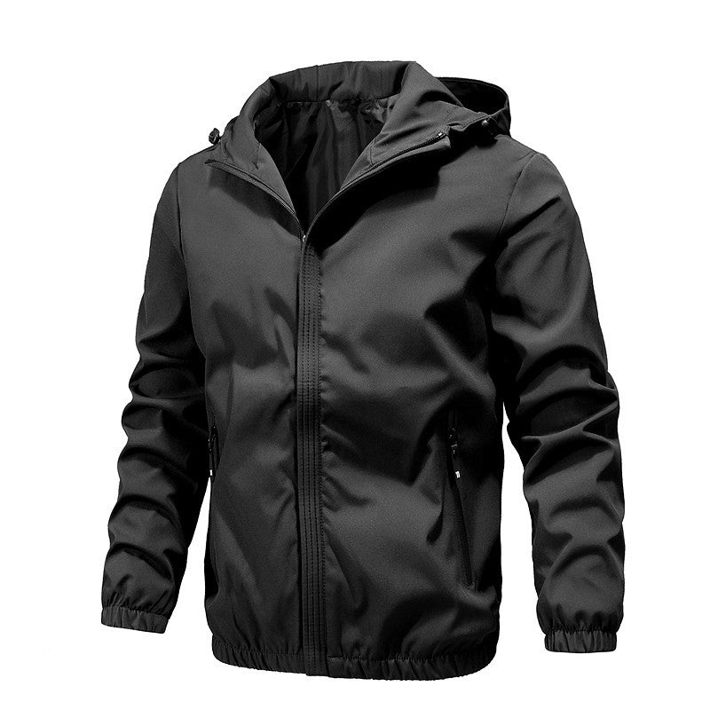 Men's washed canvas bomber jacket with stand-up collar, concealed zipper and side pockets Mune Fashion