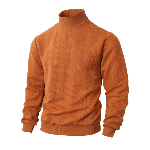 Men's turtleneck sweater with cable knit pattern and ribbed cuffs Mune Fashion