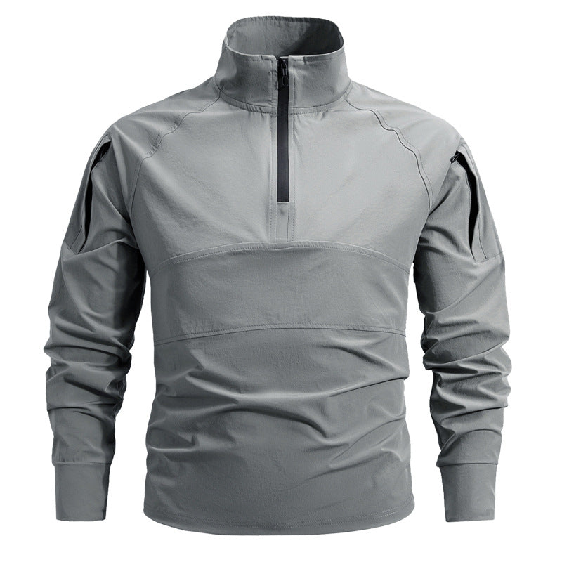 Men's tactical half-zip softshell pullover with arm pockets and high collar Mune Fashion